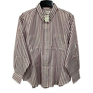 Appleseed's Striped Button Down Shirt Long Sleeve Pockets Petite Size 16P